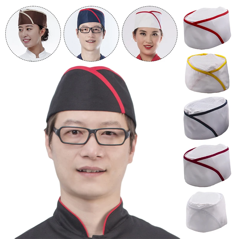 Japanese Chef's Hat Breathable Mesh Men Women Catering Work Cap Restaurant Kitchen Cooking Waiter Work Uniform Dustproof Caps