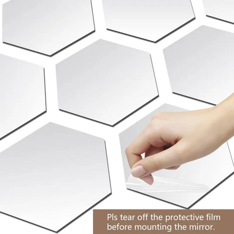 3D Mirror Wall Sticker Hexagon Acrylic Self Adhesive Tile Decals Honey Comb Mirror Decal for Living Room Bedroom DIY Home Decor