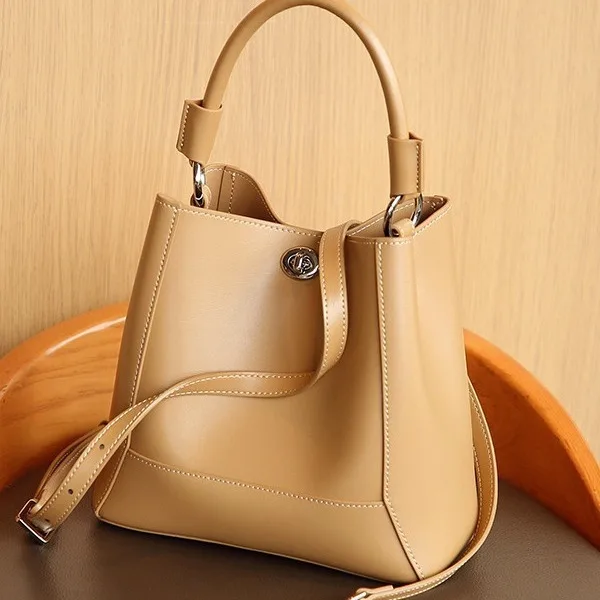 Large capacity mother-in-law bag 2024 spring and summer new versatile genuine leather handbag soft leather women's bag