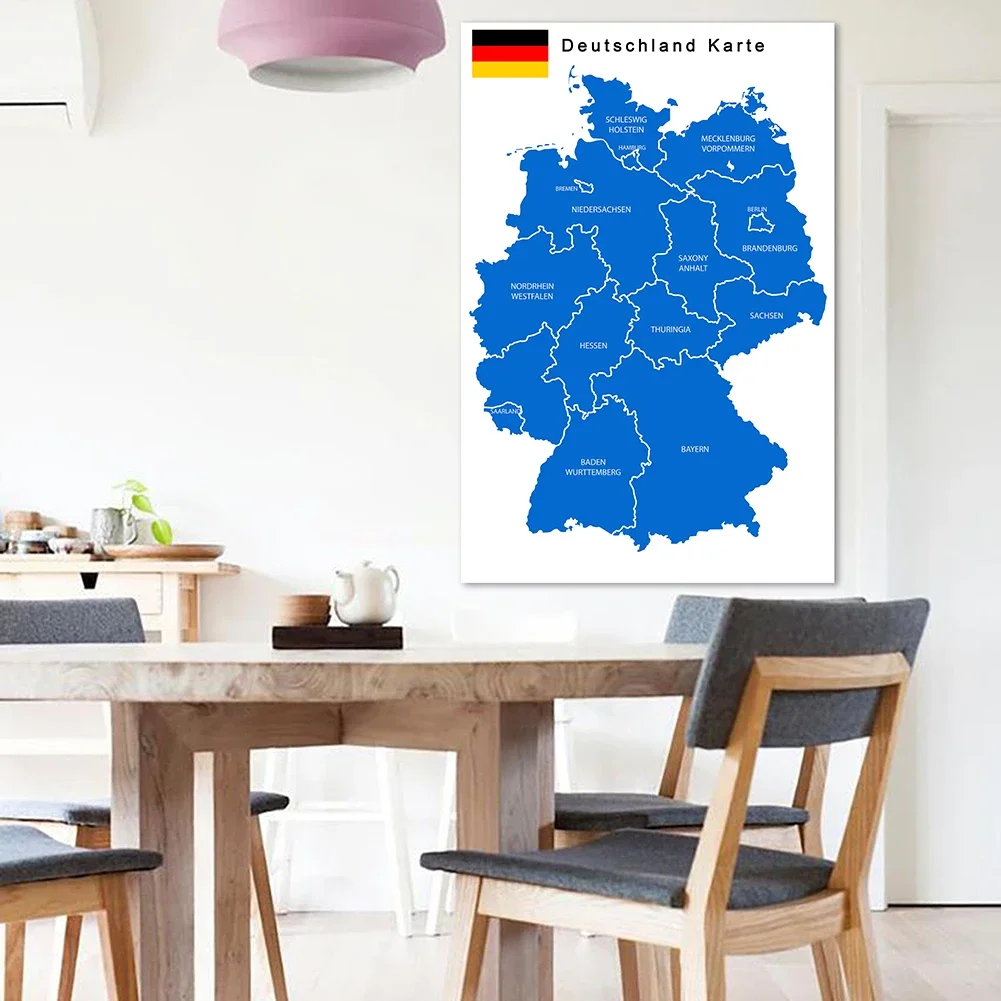 100*150 Cm The Germany Political Map In German Large Poster Vinyl Non-woven Canvas Painting Classroom Home Decor School Supplies