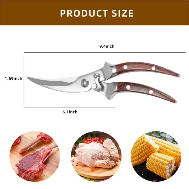 Edelstahl-Küchenschere Ultra-scharf – Zum Schneiden Von Huhn, Fleisch, Knochen, Fisch, Gemüse & Kräutern, Robust & Vielseitig