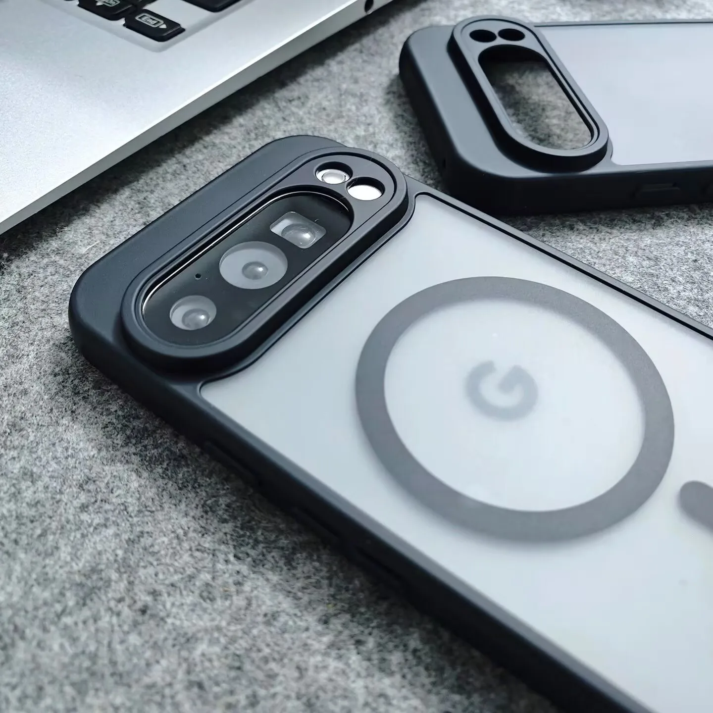 Luxury Matte Shockproof Magnetic Case with Clear Cover and Wireless Charging Compatibility
