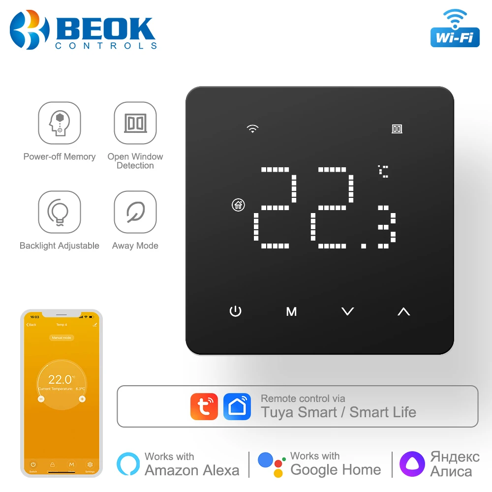 Beok WIFI Thermostat for Smart Home Thermoregulator Warm Floor Electric/Water Underfloor Heating Gas Boiler Alice Alexa 220V smart thermostat