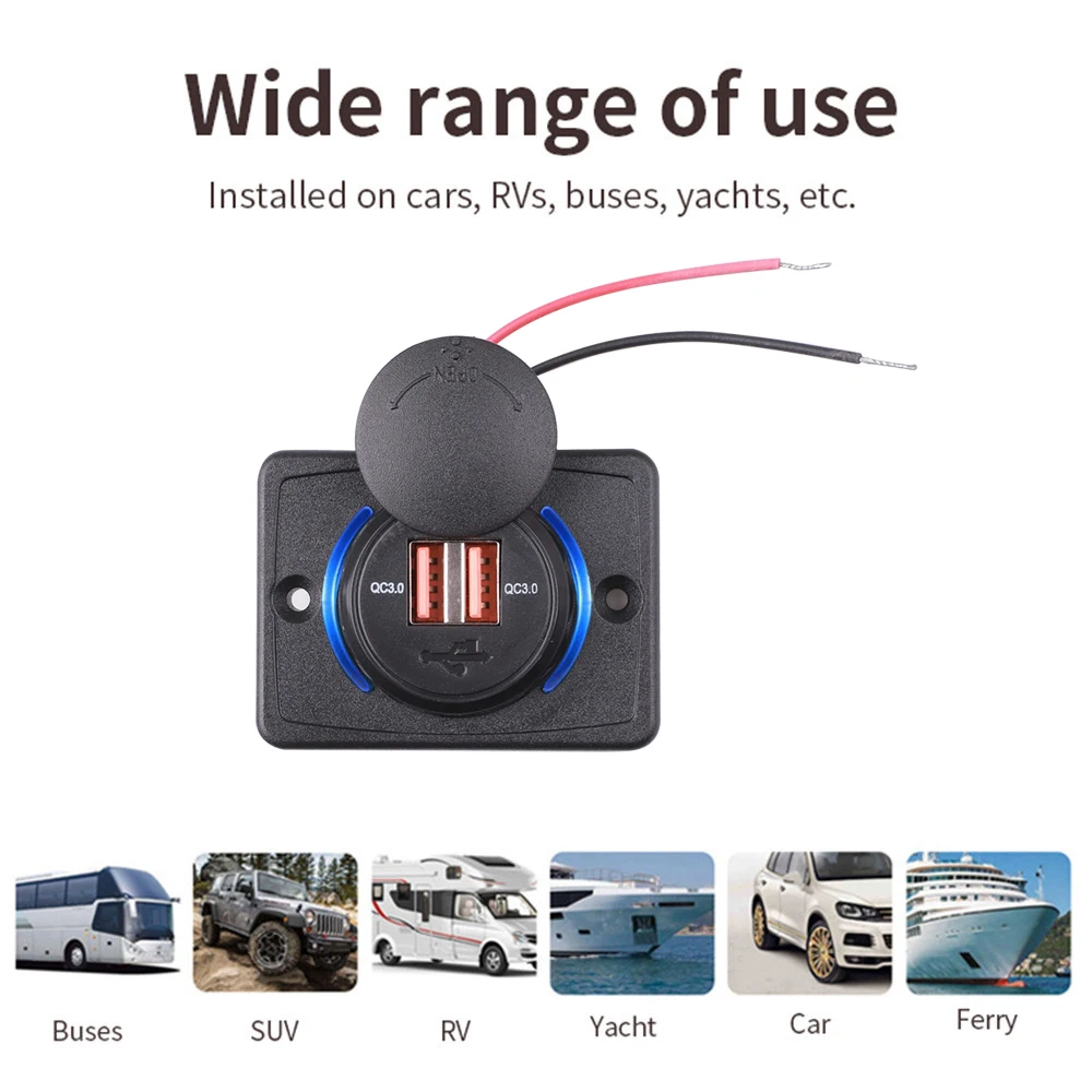  USB QC 3.0 ڵ   12v 24v  ܼƮ, ڵ Ʈ   RV ATVW ȭ   г