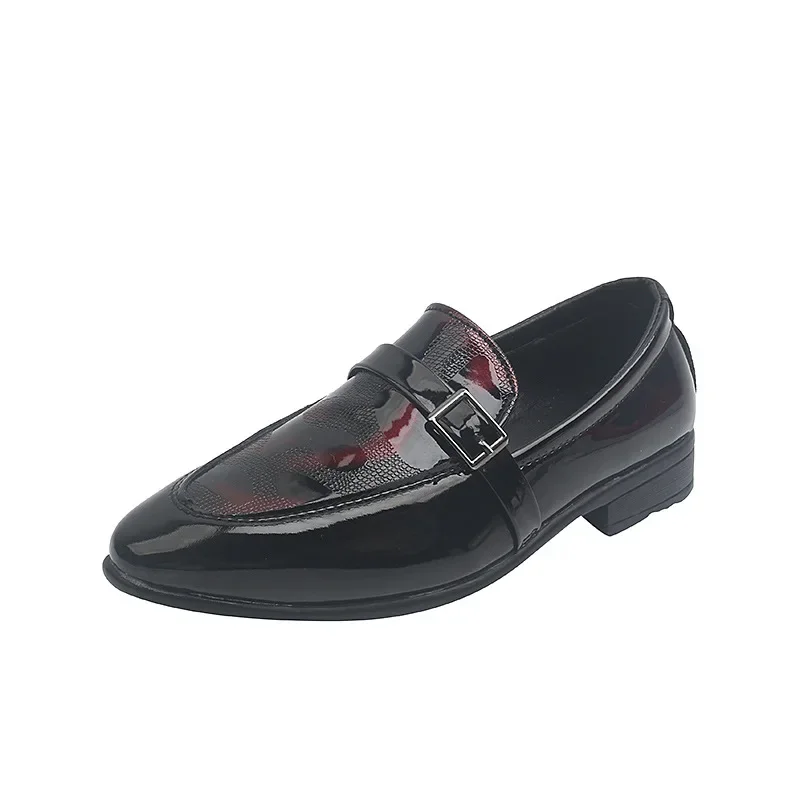 Kids Low-heeled Leather Shoes for Little Boys Classic Britain Fashion Child White Black Pointed Toe Shoes for Wedding Stage Show kids shoes leather shoes