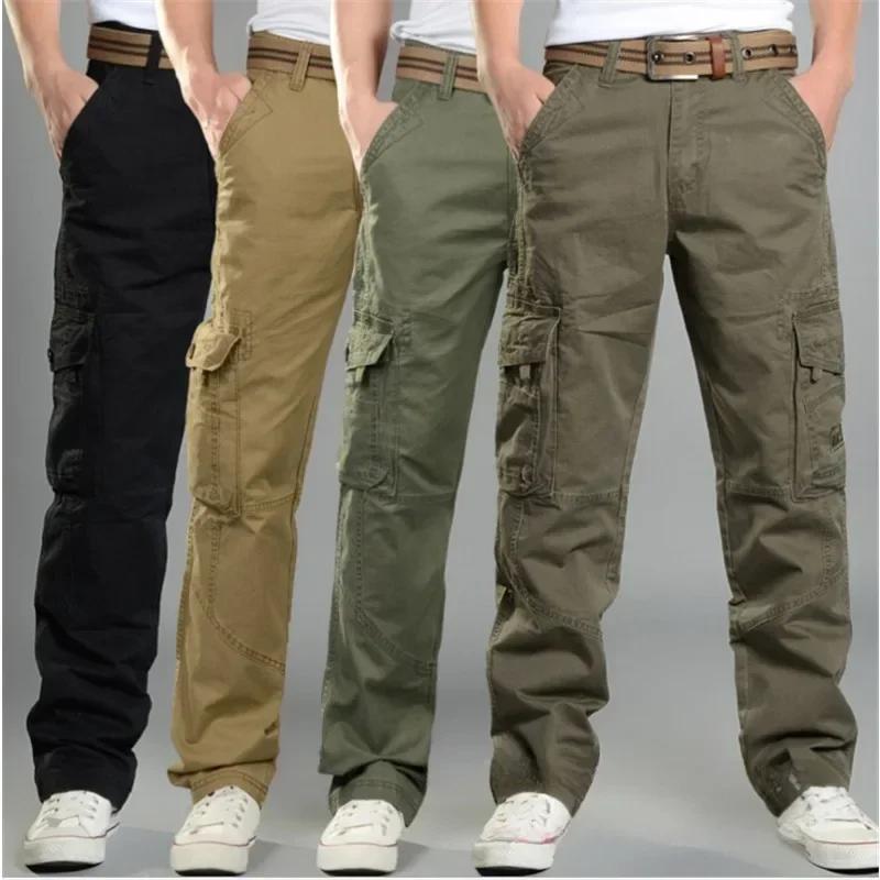 MensOutdoorWorkClothesCasualPantsMultiPocketStraightTube