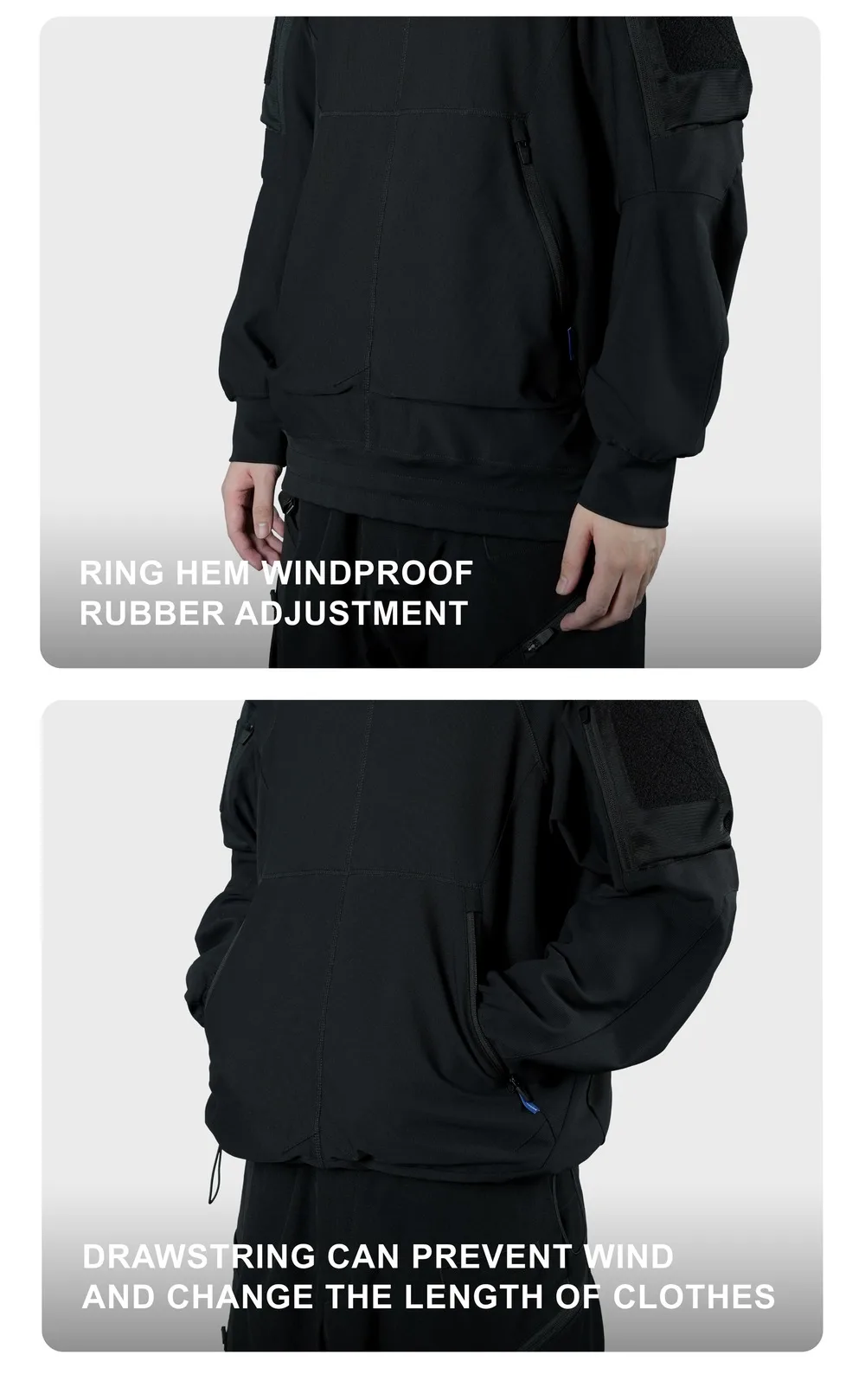 Reindee lusion 24aw graphene thermal storage dwr pullover hoodie armpocket with patch pad techwear gorpcore