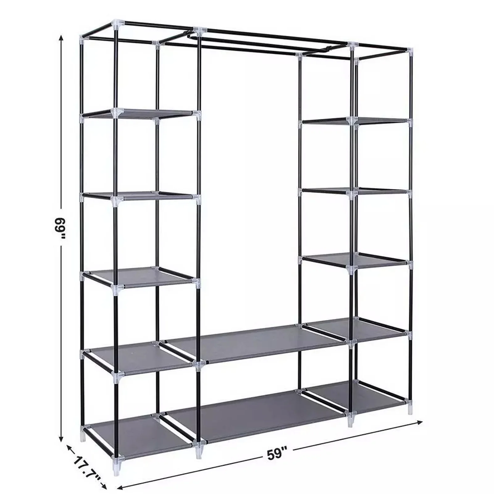 Portable Closet Wardrobe Clothes Rack Storage Organizer Shelf Water-Proof Fabric 6