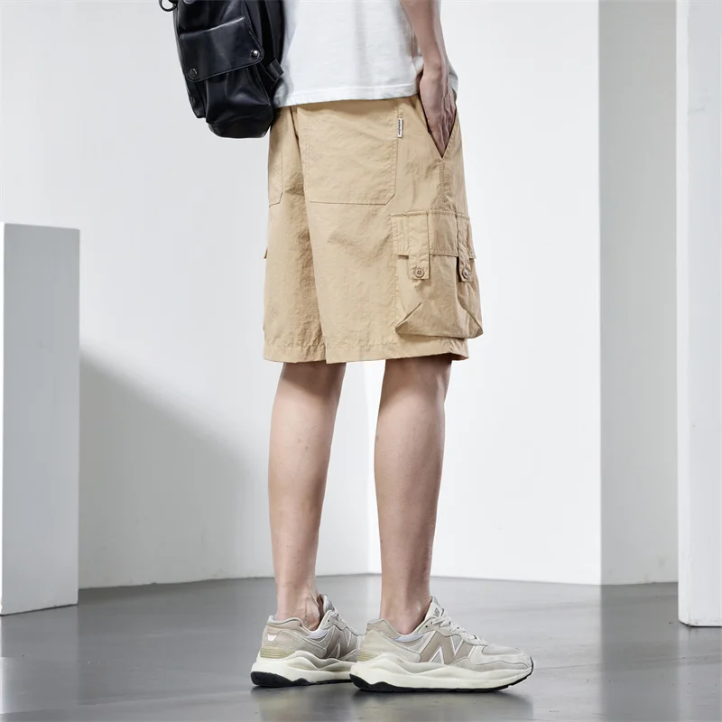 Workwear shorts men's summer leisure sports beachloose ice silk for outerwear shorts  cargo shorts for  men