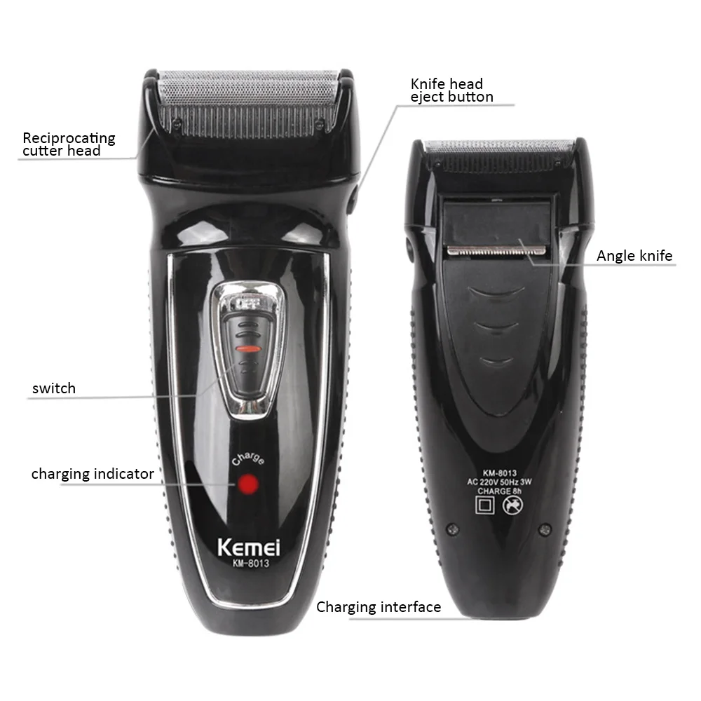 KEMEI-Recarregável alternativo Shaver, máquina de barbear eletrônico,