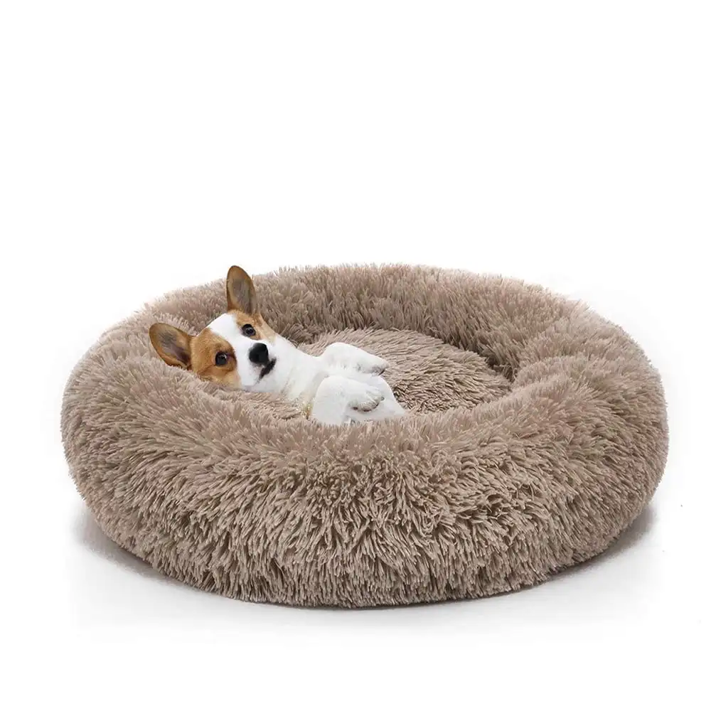 

Round Plush Pet Bed for Dogs & Cats,Fluffy Soft Warm Calming Dog Bed Sleeping Kennel Nest,16 x 16 x 5.5"