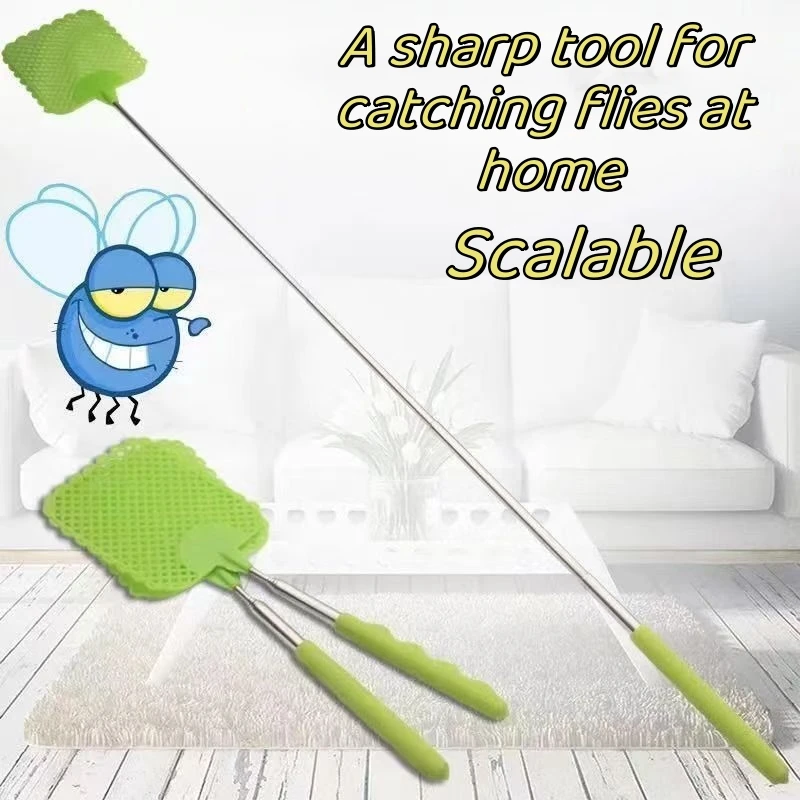 Fly swatter Retractable Plastic Lengthened Iron Reinforced Manual Fly Swatter