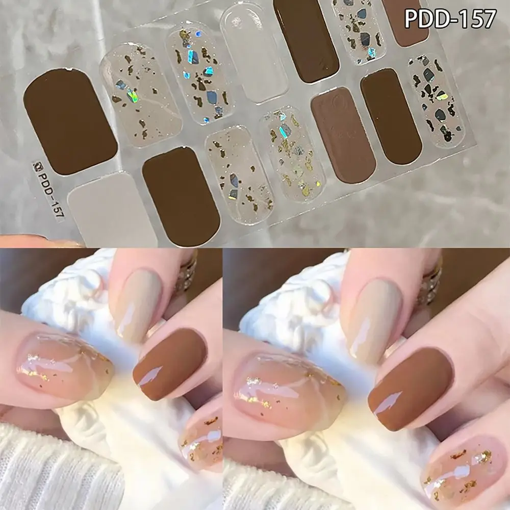 14Strip Gel Nail Stickers Semi Cured Full Cover Gel Nail Polish Strips Floristic Patch DIY Art Making nail stickers nail art decoration nail decals nail art tools flower stickers