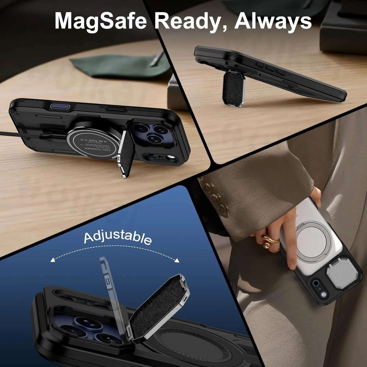 Magnetic Camera Protective Case with Kickstand and Impact Resistance