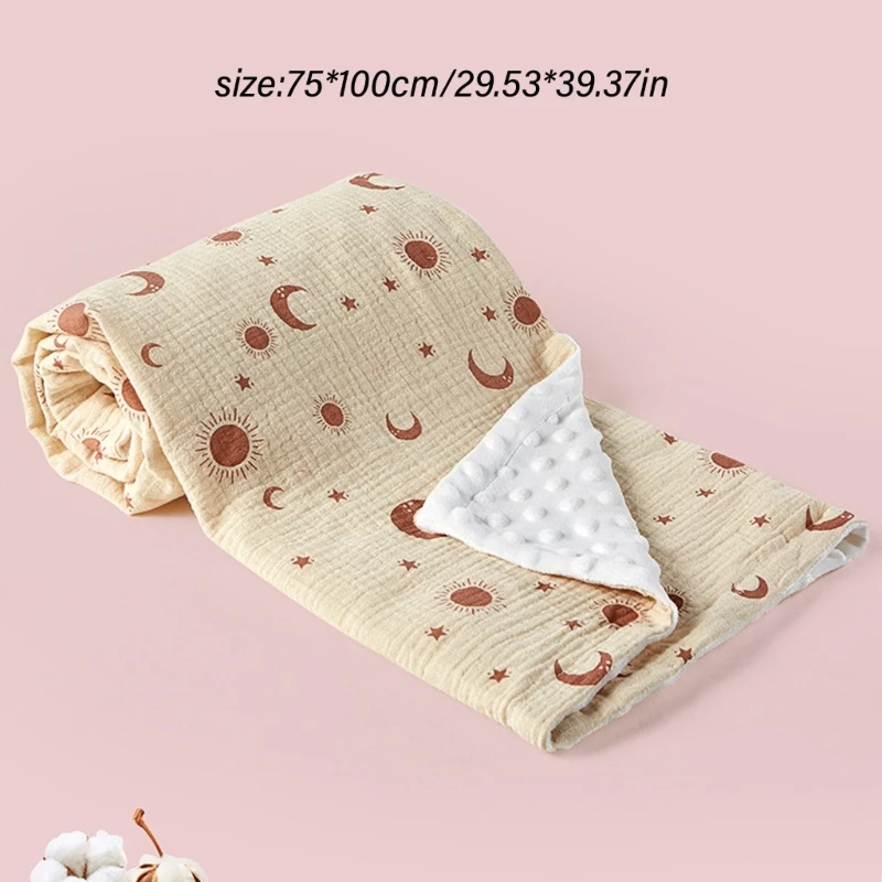 Baby Blanket with Dotted Backing, Infant Swaddles Wrap Receiving Blanket Double Layer Dotted Backing Quilt for Nursery A2UB
