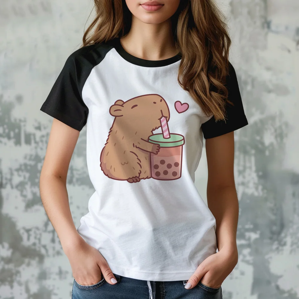 

Capybara tshirt women Y2K funny manga t-shirts girl harajuku comic designer clothing