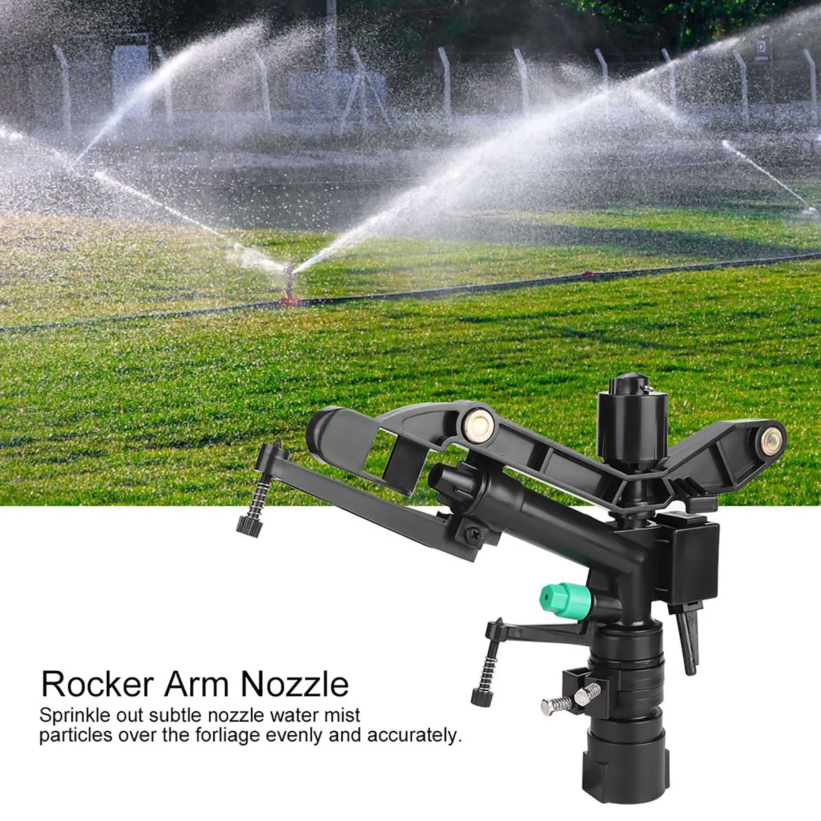 G1 Rotating Rocker Arm Irrigation Nozzle Dual Outlet Female Thread Sprayer Head Adjustable Watering Sprinkler for Garden Lawn