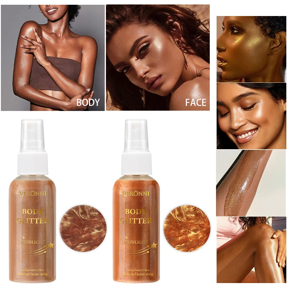 Description Picture 4 of itemLiquid Shimmer Body Highlighter Oil Makeup,Glitter Spray Oil Lotion,Full Body & Face Glow-Up Liquid Lotion for All Skin Type