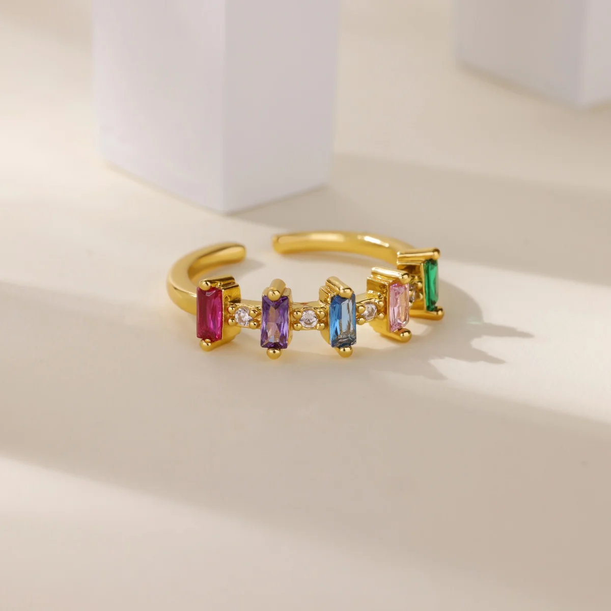 Zircon Heart Rings 18K Gold Plated Stainless Steel For Women