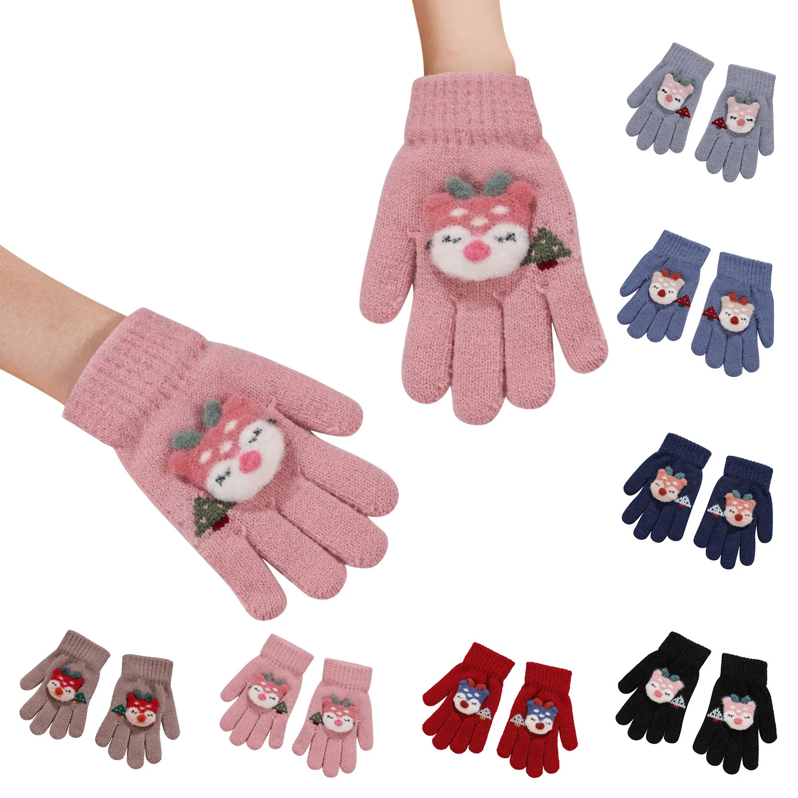 

Young Girl Gloves Toddler Infant Soft Fleece Cartoon Deer Gloves Kids Baby Boys Girls Winter Warm Knit Mens Kid Leather Gloves