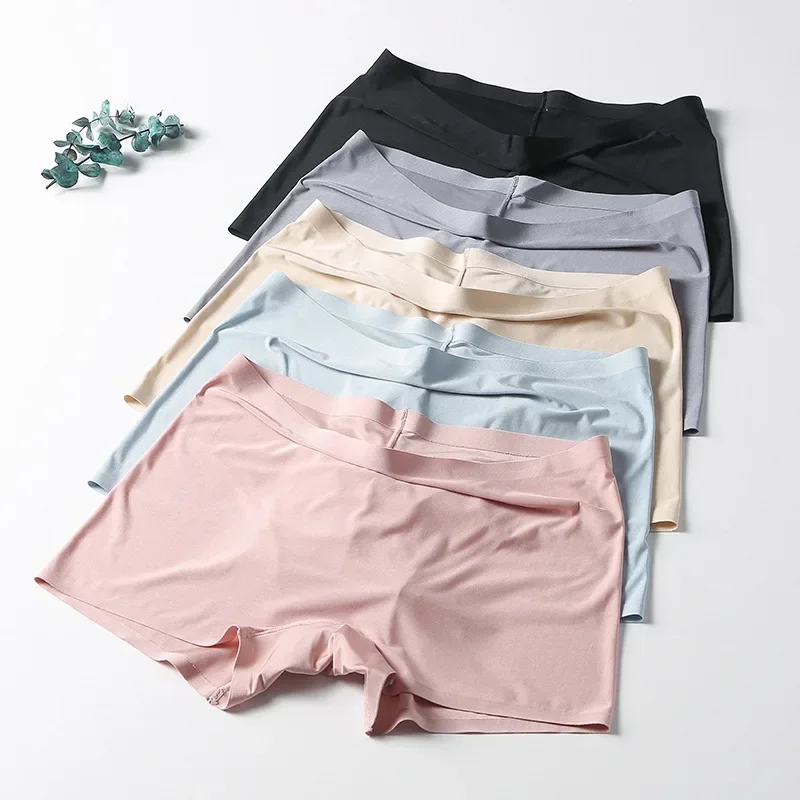Women's Summer Safety Short Panties Ice Silk Underpant Seamless Anti-glare Ladies Pants Girl Boxer Briefs Cozy Female Underwear