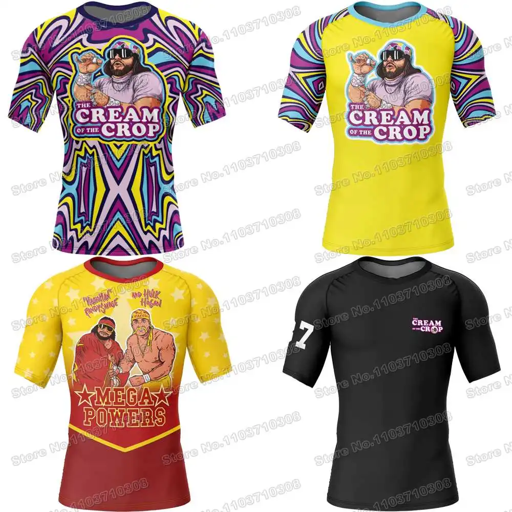 Macho Man Randy Savage Rash Guards Surfing Jersey Beach Shirts Swimwear Diving Gym Shorts MMA BJJ Men Jiu Jitsu Fitness Sets