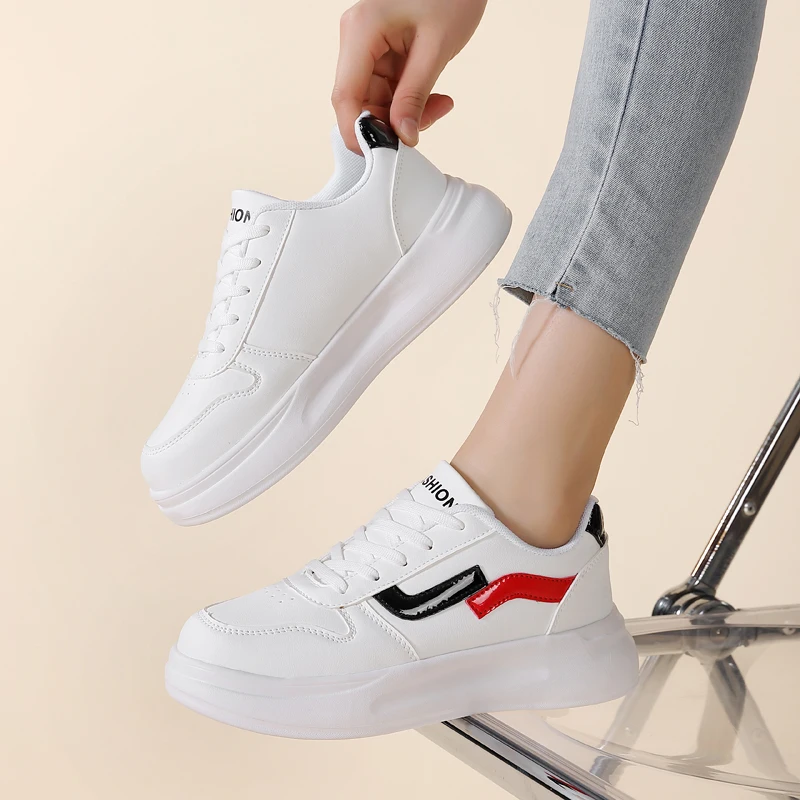 White Shoes for Women New Spring Version Lace-up Casual Shos Ladies Comfort Non-slip Flats Woman Sneakers Zapatillas