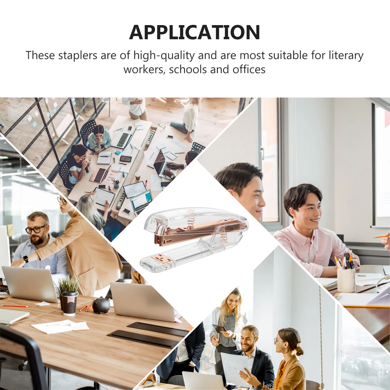 1Pcs 투명 책 스테이플링 도구 교실 홈 오피스 사용을 위한 전문 플라스틱 스테이플러 간단하고 편리한 디자인 데스크탑