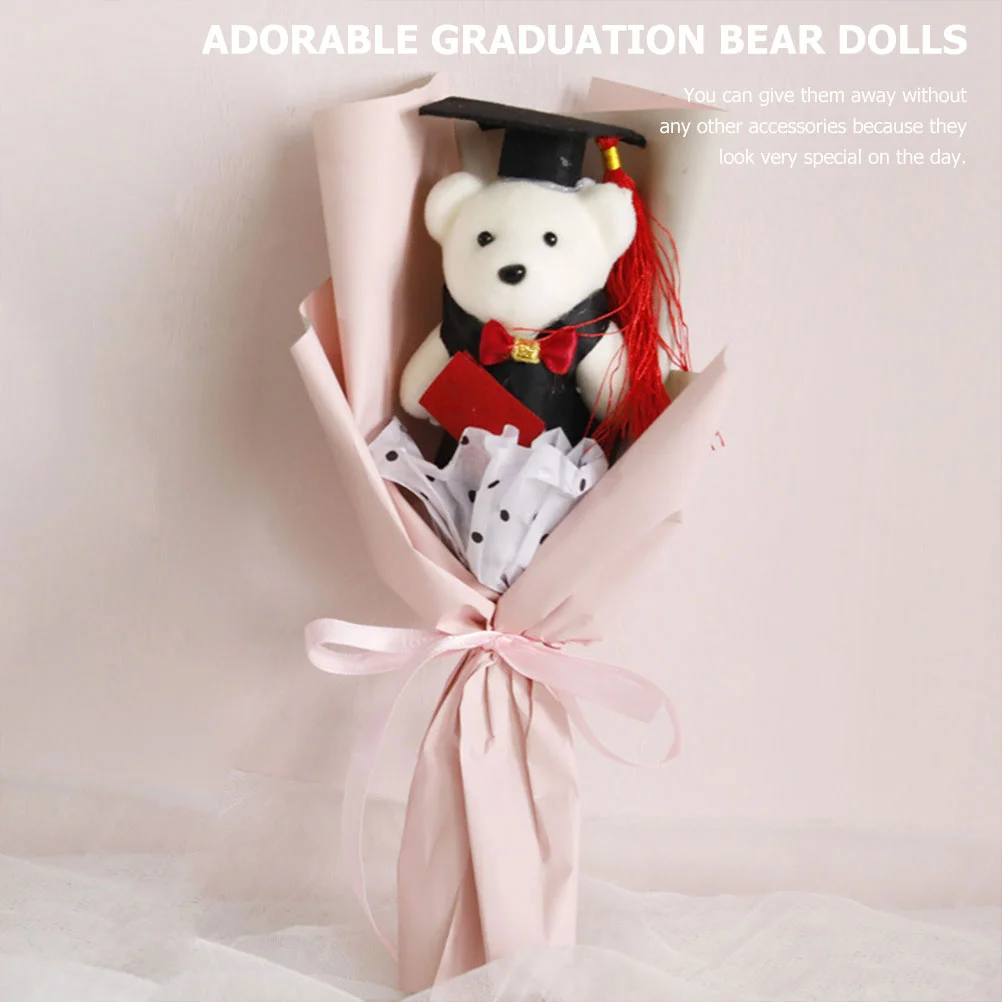

Graduation Stuffed Bears Plush Bouquet Animal Mini Tassel Toy Supplies Party Gifts Grad Class Tiny Pendant Key Season Gift