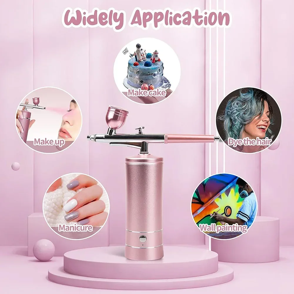 Portable Rechargeable Wireless Airbrush With Compressor Auto Action Spray Gun for Face Beauty Nail Art Tattoo Craft Cake Paint 3