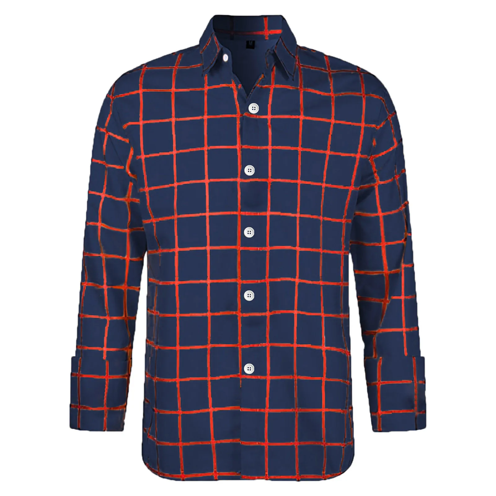 Men'S Business Cardigan Plaid Shirt Slim Fit Long Sleeved Blouses Spring Summer Tops Slimming Button Up Blouse Top Ropa Hombre 3