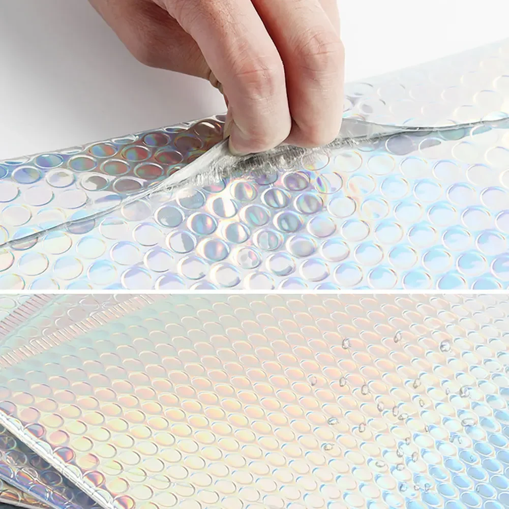 Self Seal Postal Gift Packaging Bags Bubble Mailers Aluminized Bags Laser Envelope Book Shipping Package Colorful 10Pcs/Lot