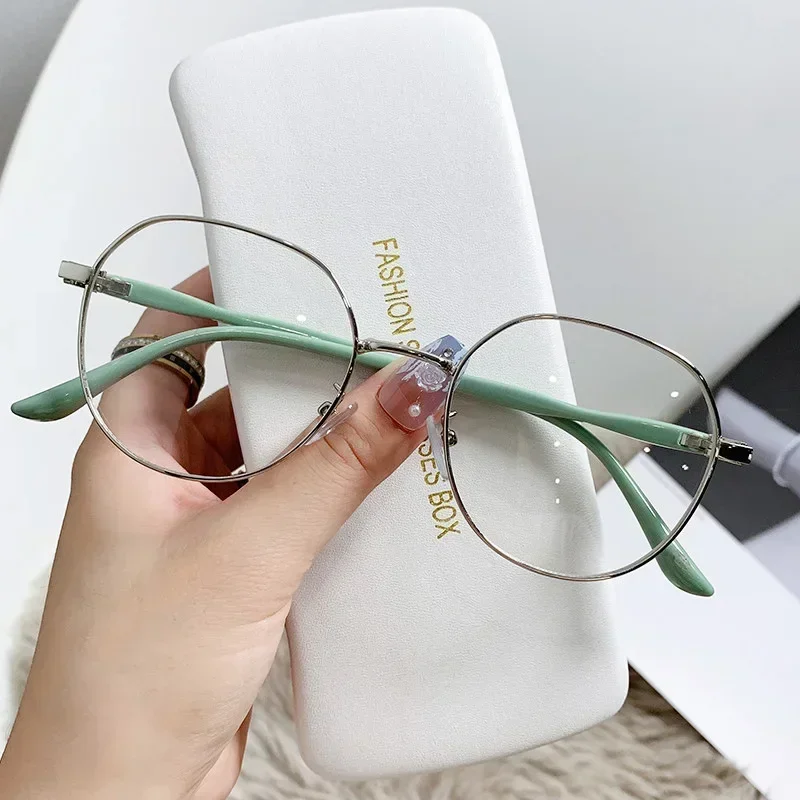 Eyeglass Frames Women Anti Blue Light Computer Glasses Ins Metal Round Glasses Decor Spectacle Frame 0 Diopter