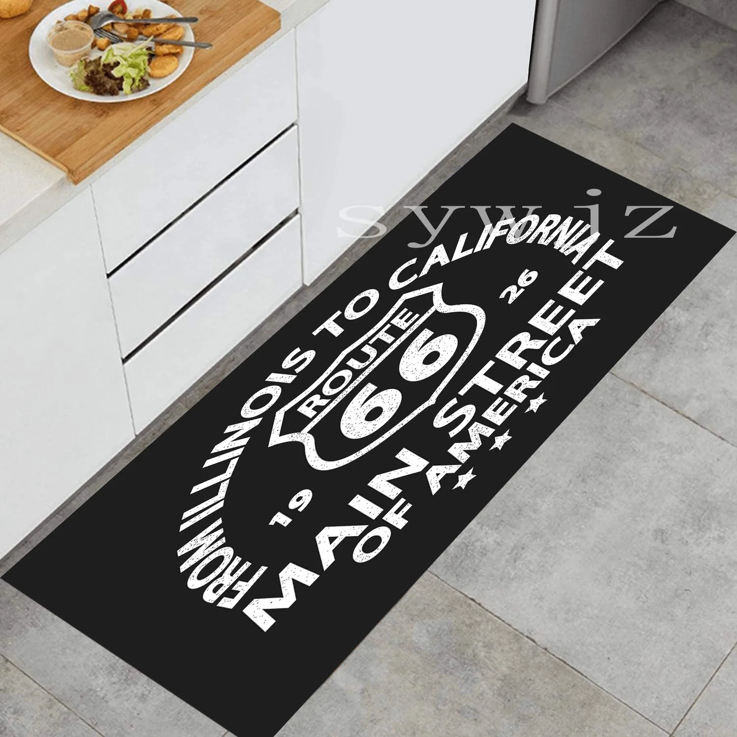 Route 66 Design Kitchen Floor Mat Entrance Doormat Home Decor Carpet Living Room Bedroom Rugs Anti-slip Bath Mat