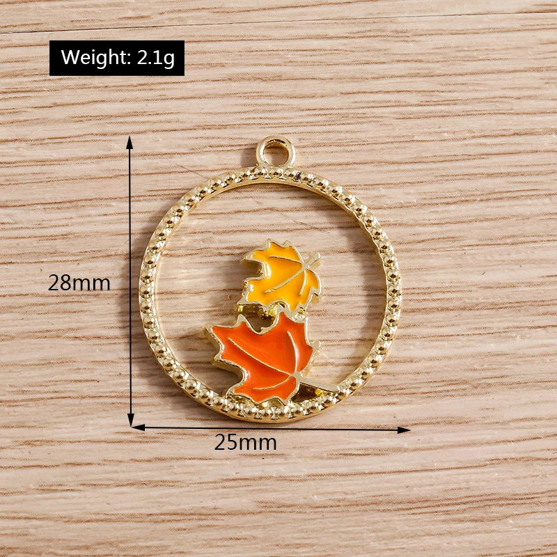 Tusember 10 Stück Emaille Herbst Ahornblatt Fuchs Charms für Ohrringe Halskette DIY Thanksgiving Schmuckherstellung Zubehör – Detail 4