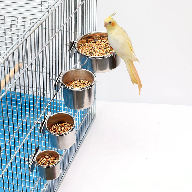Parrot Feeding Bowl 1PCS Stainless Steel With Clamp Holder