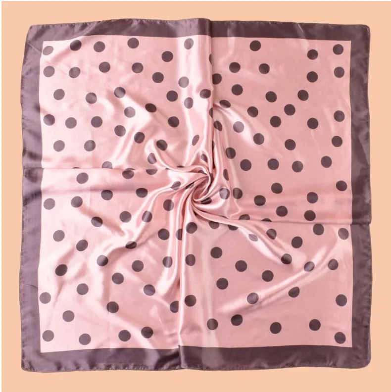 90*90cm Luxuriöses Seiden-Quadrat-Tuch mit Polka Dots für Damen, Weiches Satin-Haarband, Halstuch, Vielseitiger Schal, Kopftuch, Hijab – Detail 16