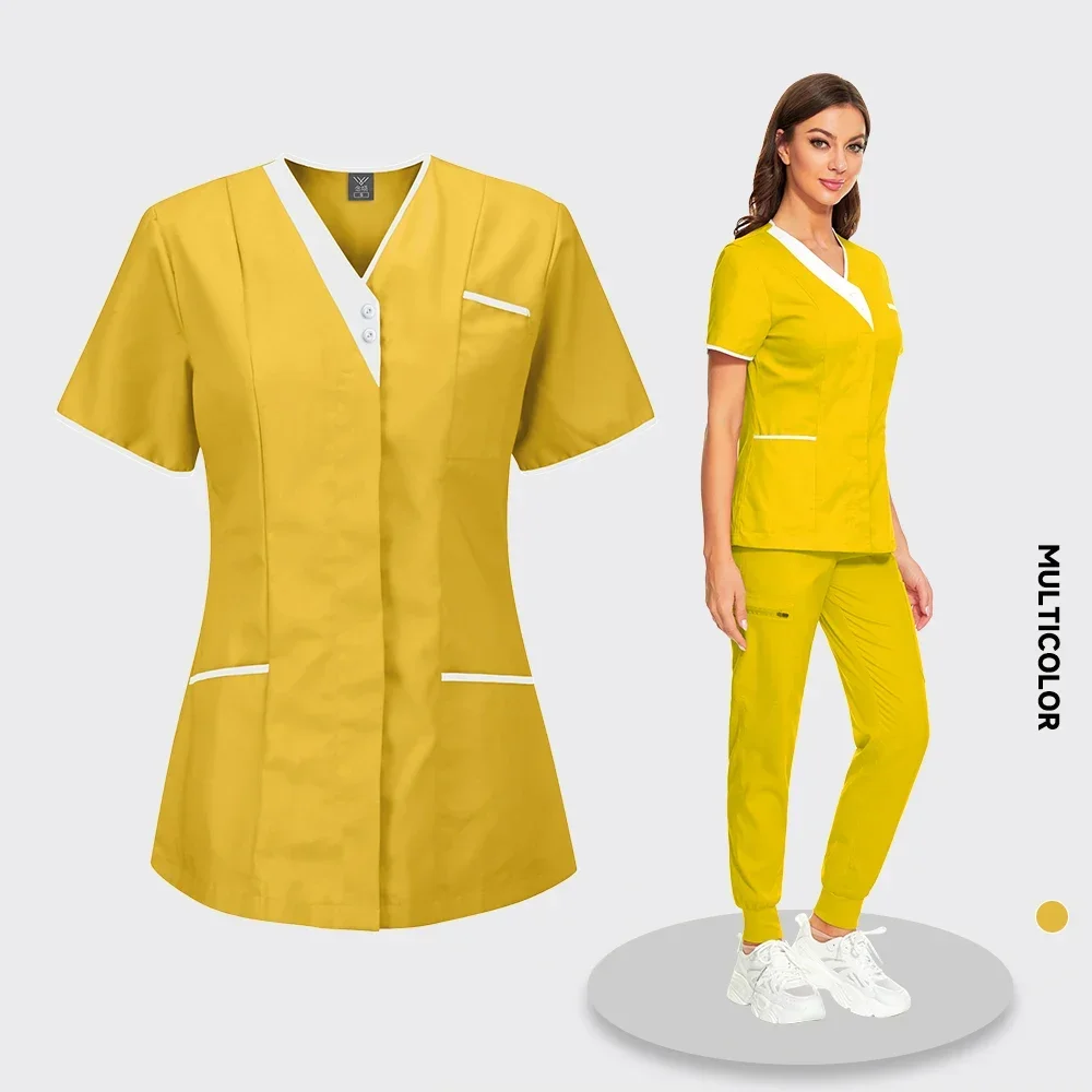 

Medical Women Scrubs Tops Doctor Clothes Beauty Salon Pharmacy Workwear Clothing Dental Overalls Nurse Accessories Lab Coat