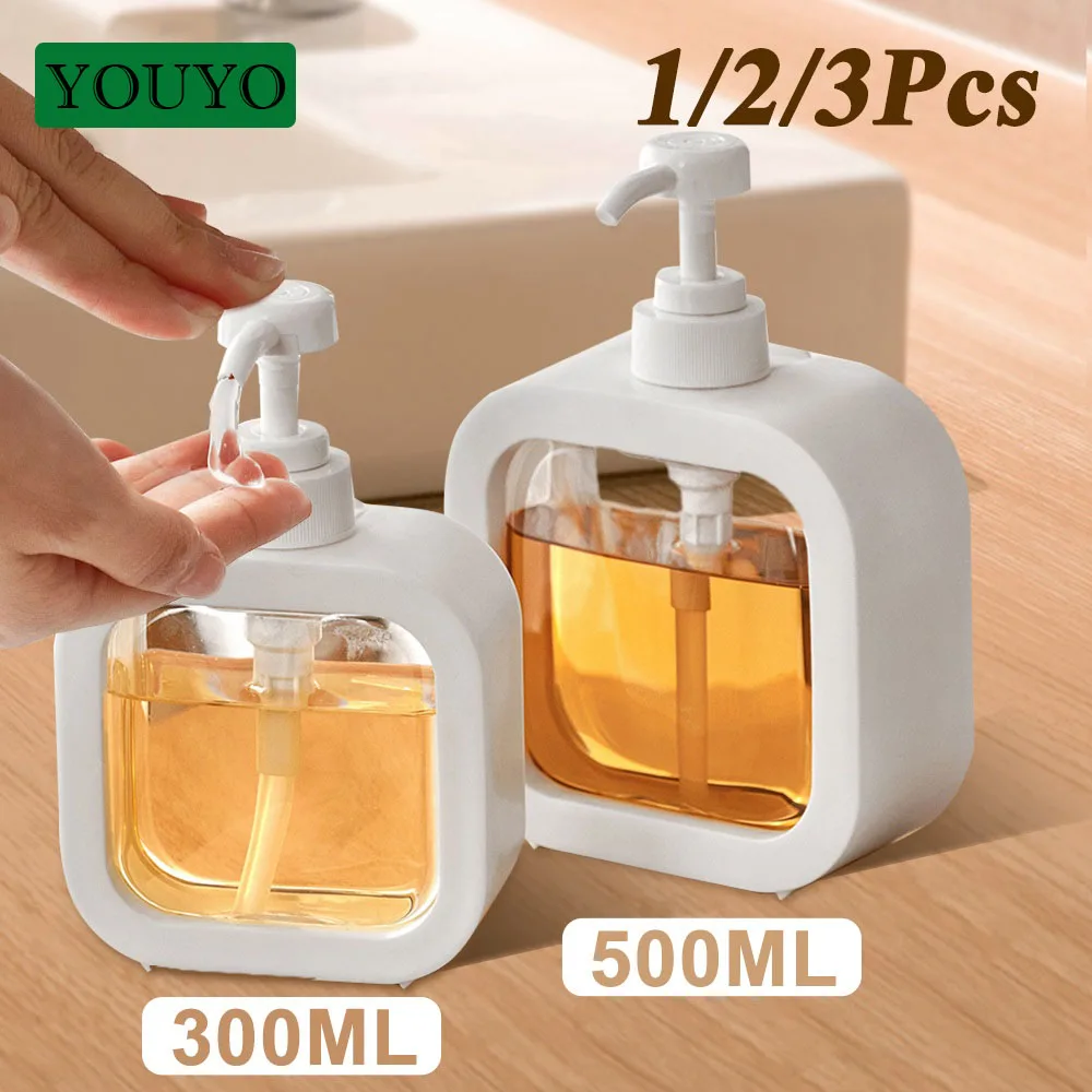 3PC Bathroom Soap Dispenser Bottle Refillable Soap Pump Dispenser