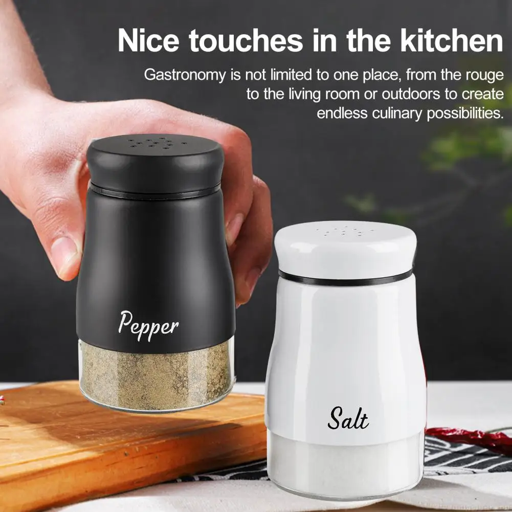 Salt Pepper Shaker Set Wide Mouth Spice Bottle Stainless Steel Glass Salt Pepper Shaker Set 120ml Capacity Refillable Spice