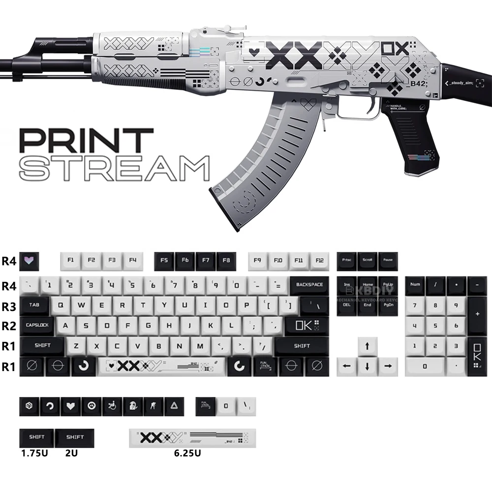 

KBDiy 118 Keys/Set Print Stream PBT Keycaps XDA Profile MX Switch DYE-SUB cs go Keycap for DIY Mechanical Gaming Keyboard Custom