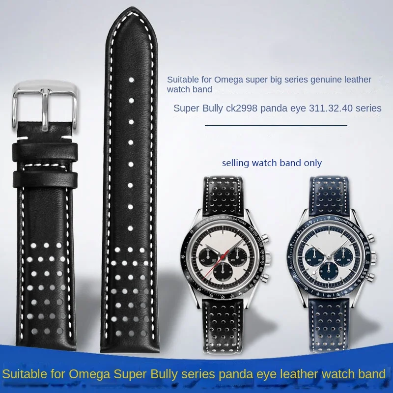 

High quality cowhide strap suitable for Omega Super Series Panda Eye CK2998 Super 311.32.40 Watch genuine leather strap 19mm