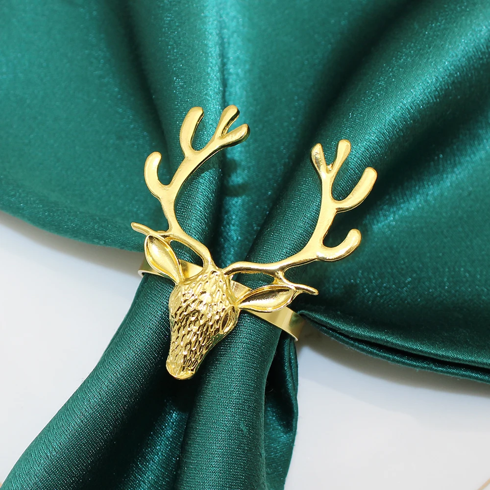 Dvianna 6Pcs Deer Napkin Rings Christmas Napkin Ring Holders Reindeer Buckle For Holiday Dinners Parties Wedding HWC161 napkin ring,christmas napkin holder