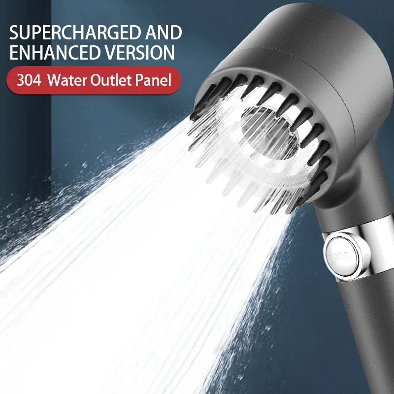 

3 Modes Adjustable Black Shower Head Rainfall High Pressure Big Boost Filter Shower Set with Hose for Bathroom Accessories