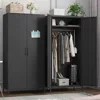 Metal Armoire Wardrobe Closet, Heavy-Duty Rustproof Steel Storage Cabinet with Fixed Shelf and Hanging Rod, Ideal for Homeowners 1