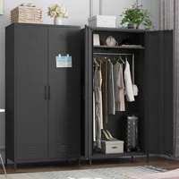 Metal Armoire Wardrobe Closet, Heavy-Duty Rustproof Steel Storage Cabinet with Fixed Shelf and Hanging Rod, Ideal for Homeowners 1
