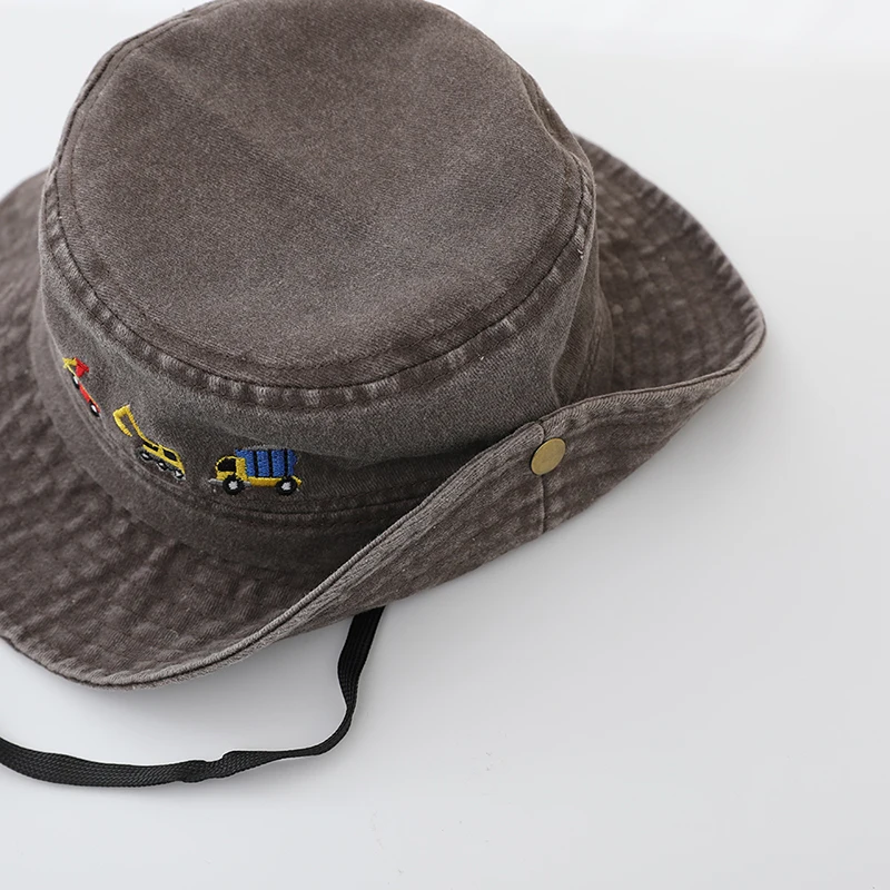 2025 Summer Children 's Sports School Baby Boys Embroidered Vehicles Outdoor Kids Caps for 3-8Years Adjustable Fisherman's Hat