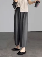 Botvotee Office Elegant Black Gray Ankle Length Suits Pants for Women High Waist Harem Pants Fashion Trousers with Pockets - Image 2