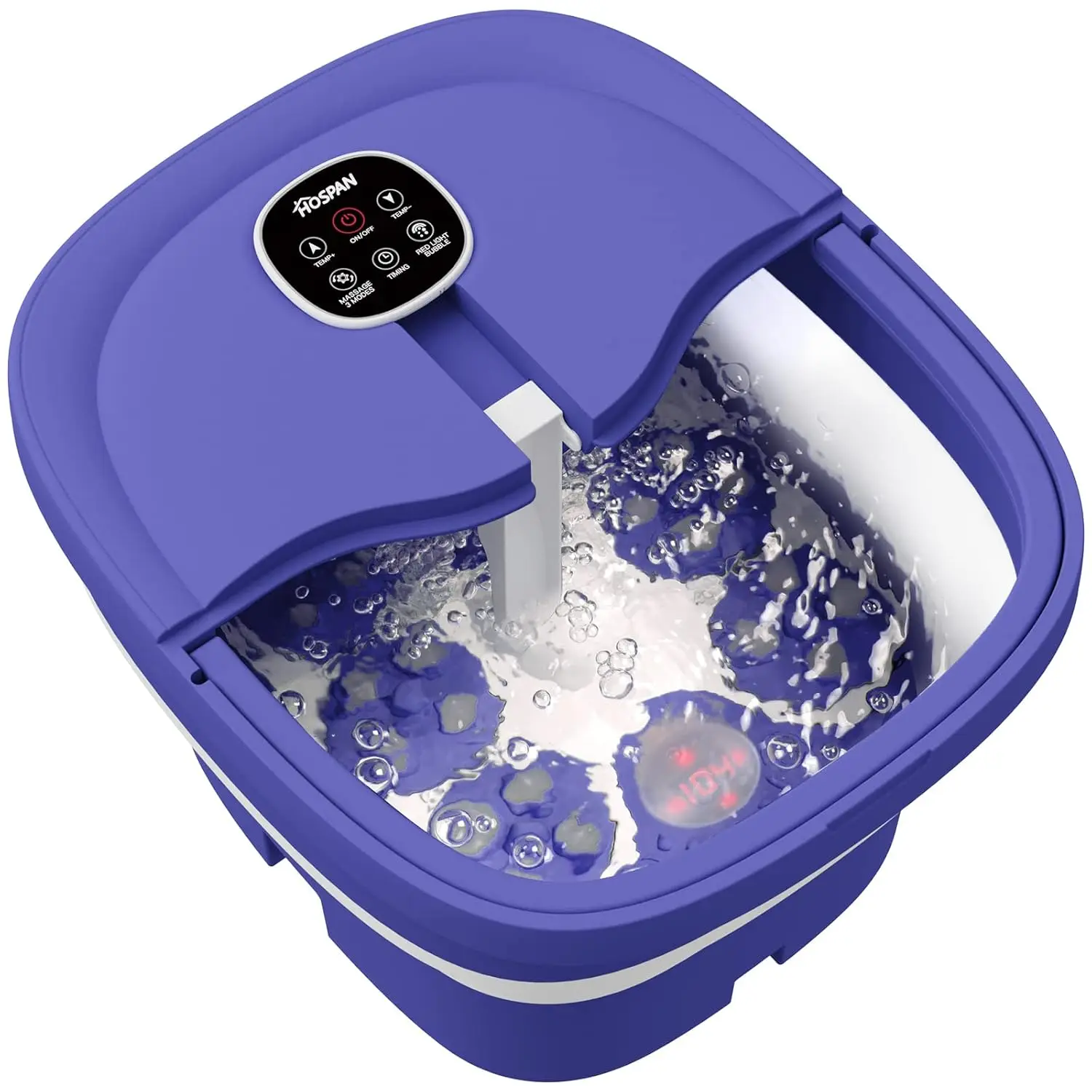 Electric Foot Spa with Heat, Bubble, Remote Control & Shiatsu Massage Balls for Stress Relief - Foldable Design