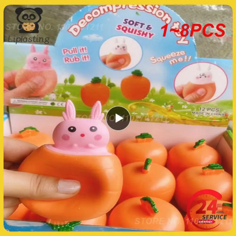 

1~8PCS Carrot Rabbit Cup Squeeze Toys Cute Cartoon Stress Relief Toys Children Kids Antistress Sensory Fidget Toy Pinching Toy